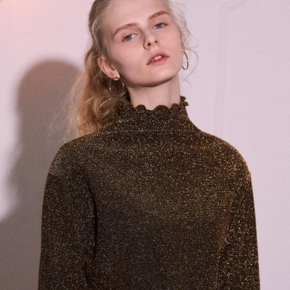 Gold Glitter turtleneck - Picture 1 of 2